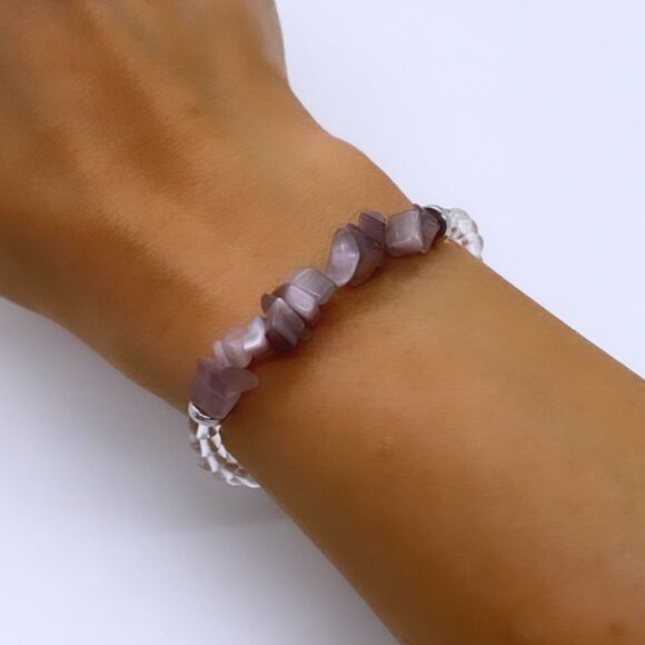 NWT Wool + Pepper Co. Clear & Amethyst Bracelet - Picture 1 of 5